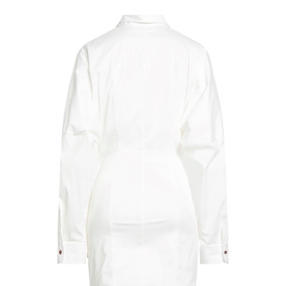 PHILOSOPHY di LORENZO SERAFINI Rare Pure White Stretch Wrap Ruched Shirt Dress - Picture 4 of 9